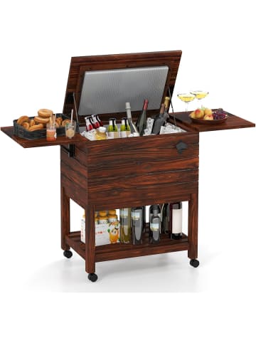 COSTWAY Kühlwagen Getränkewagen Garten in Braun