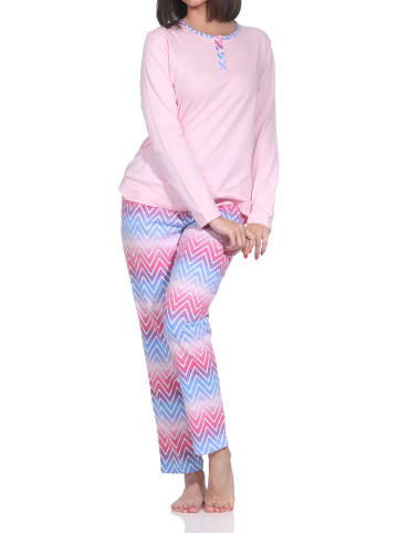 NORMANN Langarm Schlafanzug Pyjama Übergröße in rosa