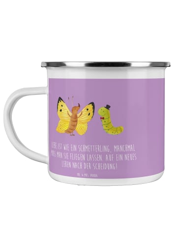 Mr. & Mrs. Panda Emaille Tasse Scheidung Neuanfang mit Spruch in Lavendeltraum