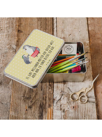 Mr. & Mrs. Panda Aufbewahrungsbox Pinguin mit Kind mit Spruch in Gelb Pastell