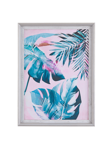Beliani Wandbild mit Rahmen AGENA Blau/Rosa/Grün - (W) 30 x (H) 40 x (L) 5 cm Vertikal