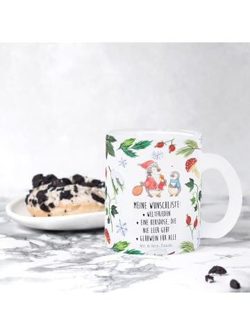 Mr. & Mrs. Panda Kaffeetasse Pinguin Wunschliste mit Spruch in Transparent