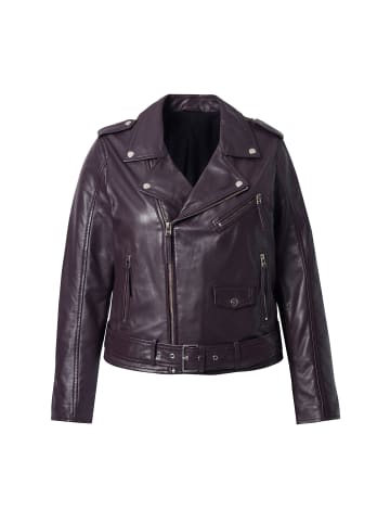 Ulla Popken Lederjacke in dunkel weinrot