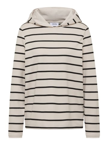 Cecil Gestreiftes Kapuzenshirt in Grau