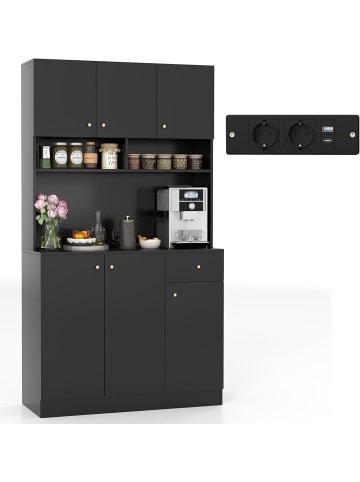 COSTWAY Küchenschrank Holz in Weiß