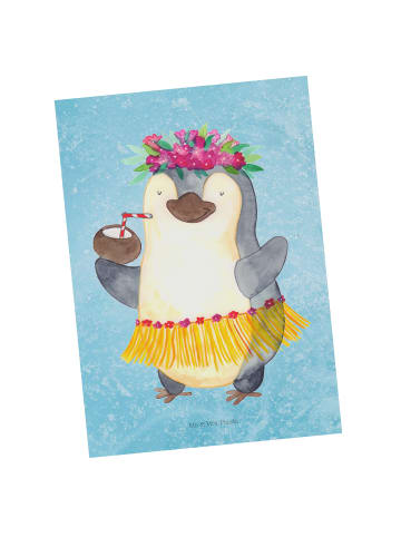 Mr. & Mrs. Panda Fotokarte Pinguin Kokosnuss ohne Spruch in Eisblau