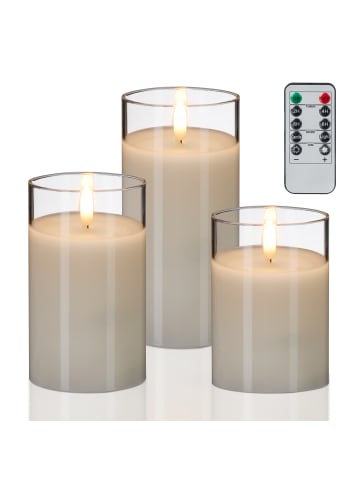 relaxdays 3 x LED Kerzen in Weiß