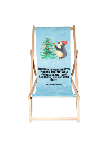 Mr. & Mrs. Panda Gartenliege Pinguin Weihnachtsbaum mit Spruch in Eisblau