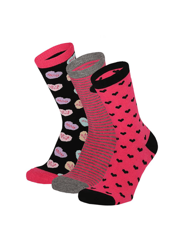 Yuhu Damen Socken Super Mom You Rock 3er Pack Muttertag Geschenkbox in Schwarz