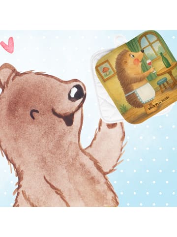 Mr. & Mrs. Panda Ofenhandschuhe Igel Wein Design ohne Spruch in Weiß