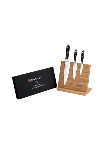Izumi Ichiago KATAHIRO ZEN 3 er Kochmesser Set (Chefmesser mit Hammerschlag) - Magnetständer 