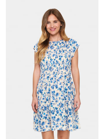 SAINT TROPEZ Kleid GislaSZ Gerade Passform in Creme Double Flower