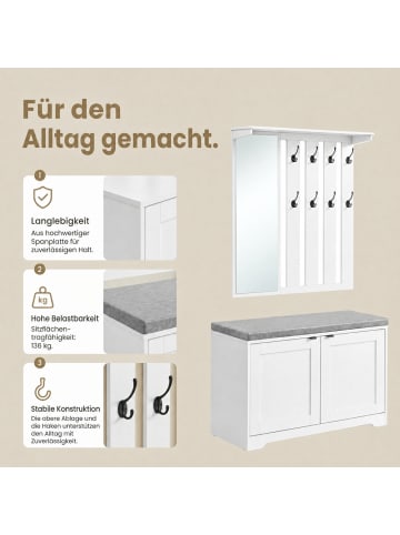 VASAGLE Schuhbank Helan-old in Wolkenweiß - (B)82 x (H)80 x (T)20 cm