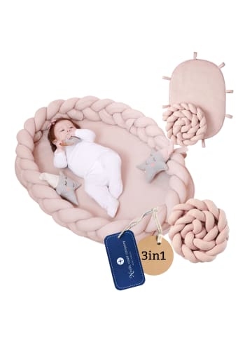 nordic coast company Babynest geflochten 3 in 1 plus Krabbeldecke und Bettschlange