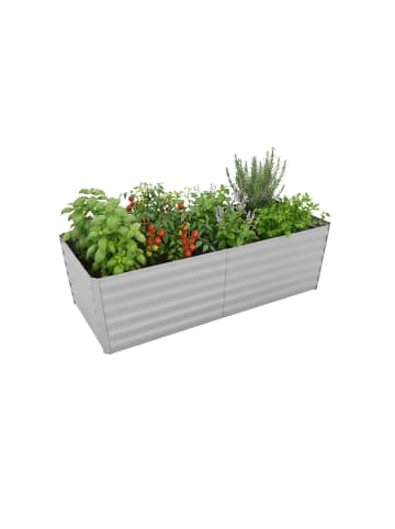 relaxdays Hochbeet in Hellgrau - (B)180 x (H)57 x (T)90 cm