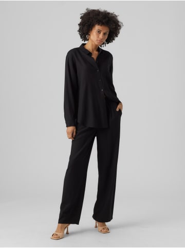 Vero Moda Langarm Hemd Bluse Business Oberteil aus Leinen in Schwarz-2