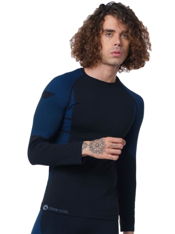 Stark Soul® Skiunterwäsche - Hemd Seamless Funktionsunterwäsche in schwarz/blau