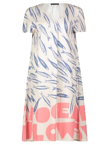 Betty Barclay Leinenkleid mit V-Ausschnitt in Nature/Blue