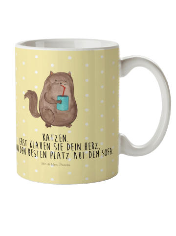 Mr. & Mrs. Panda Kindertasse Katze Dose mit Spruch in Gelb Pastell