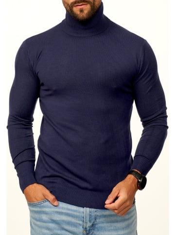 DAILY COTTON Rollkragenpullover - als Feinstrick Pulli in Slim Fit für Herren in Navy