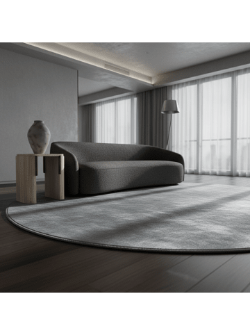 KADIMA DESIGN Teppich Kurzflor Waschbar Einfarbig LECH Microfaser OEKO-TEX in Silber