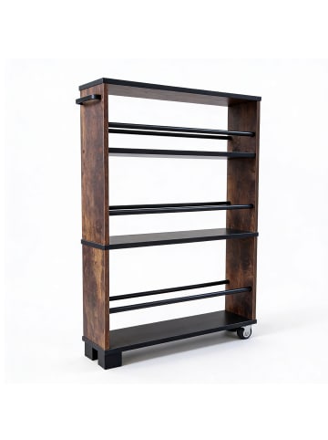 relaxdays Nischenwagen "Industrial" in Schwarz/ Braun - (B)13 x (H)80 x (T)50 cm