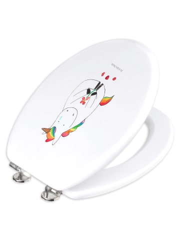 Mr. & Mrs. Panda klo deckel Einhorn Traurig ohne Spruch in Weiß