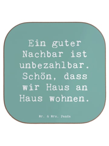 Mr. & Mrs. Panda Untersetzer für Gläser Spruch Guter Nachbar mit... in Meeresbrise