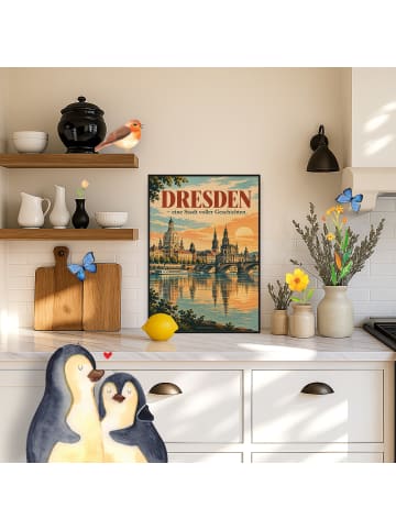 Mr. & Mrs. Panda Print Stadtansicht nostalgisch Design mit Spruch in Weiß