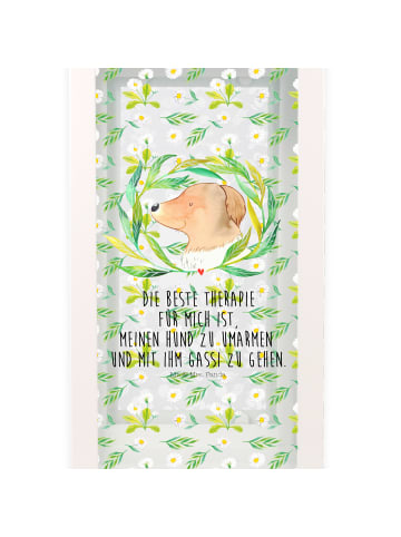 Mr. & Mrs. Panda Windlicht Hund Blumen mit Spruch in Transparent