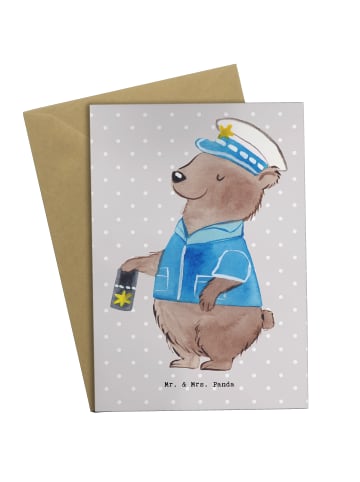 Mr. & Mrs. Panda Glückwunschkarte Polizist Herz ohne Spruch in Grau Pastell
