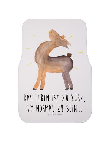 Mr. & Mrs. Panda Fahrer Autofußmatte Lama Stolz mit Spruch in Weiß