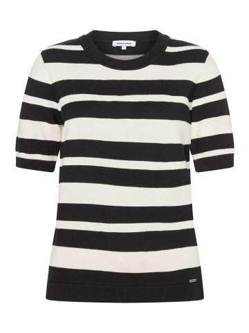 More & More Kurzarm-Pullover mit Streifen in black/offwhite