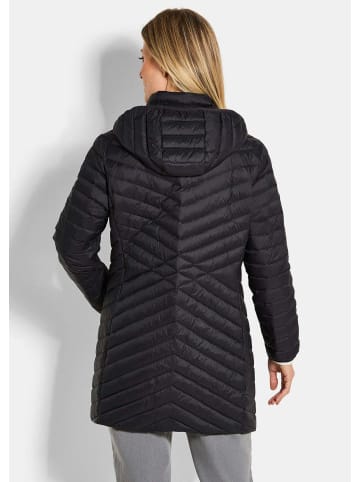 GOLDNER Kurzgröße:  Gefütterter langer Mantel mit Kapuze in schwarz