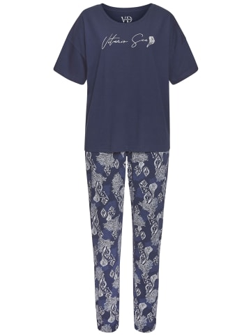 VIVANCE DREAMS Pyjama in dunkelblau-gemustert
