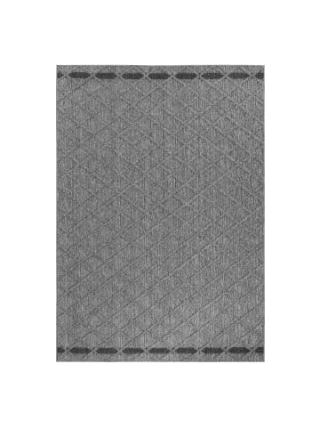 KADIMA DESIGN Teppich Outdoor Flachgewebe Rauten-Muster Polypropylen Balkon in Grau