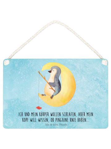 Mr. & Mrs. Panda Deko Schild Pinguin Mond mit Spruch in Eisblau