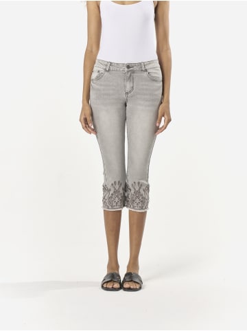 KOROSHI Stickte, niedrige Push-up-Capri-Hosen in Schwarzer denim