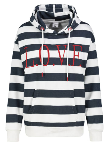 Sublevel Gestreifter Sweat Hoodie mit Design-Stickerei in Blau-3