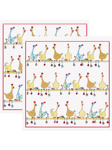 Kracht Frottier-Geschirrtuch 2er-Pack in Hühner