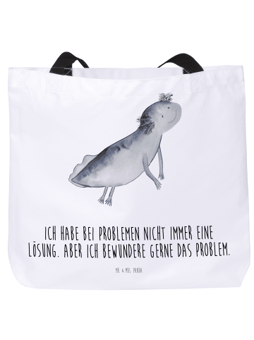 Mr. & Mrs. Panda Shopper Axolotl Schwimmen mit Spruch in Weiß