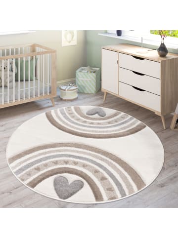 KADIMA DESIGN Kinderteppich Regenbogen mit Herz Kinderzimmer in Beige