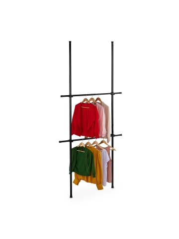 relaxdays Garderobensystem in Schwarz - (B)75-120 x (H)165-300 x (T)11 cm