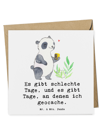 Mr. & Mrs. Panda Grußkarte Panda Geocaching mit Spruch in Weiß
