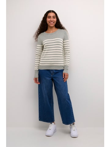 Kaffe Strickpullover KAlizza in Grey Melange/Turtledove stripe
