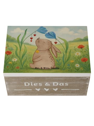 Mr. & Mrs. Panda holzschatulle Hase Blume Design ohne Spruch in Weiß