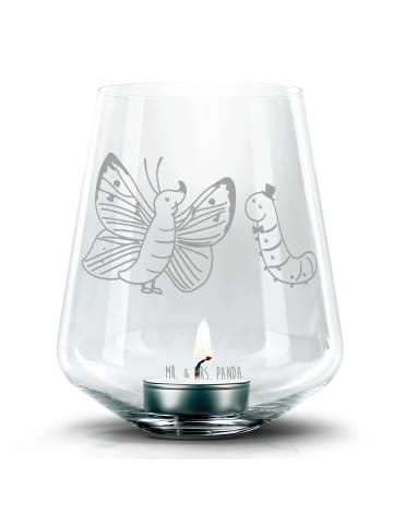 Mr. & Mrs. Panda Glas Windlicht Raupe Schmetterling ohne Spruch in Transparent
