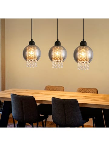 ZMH Pendelleuchte 3-flammige E27 in Schwarz Kristall Glas Modern Max.25W