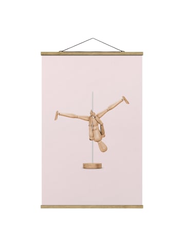 WALLART Stoffbild - Jonas Loose - Poledance mit Holzfigur in Rosa