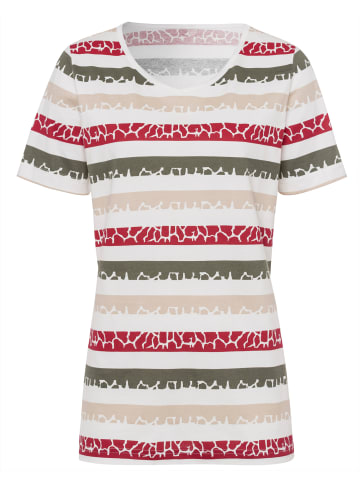 Sieh an! Print-Shirt in khaki-rot-gestreift